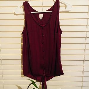 ❤️Wine red sleeveless blouse with front tie